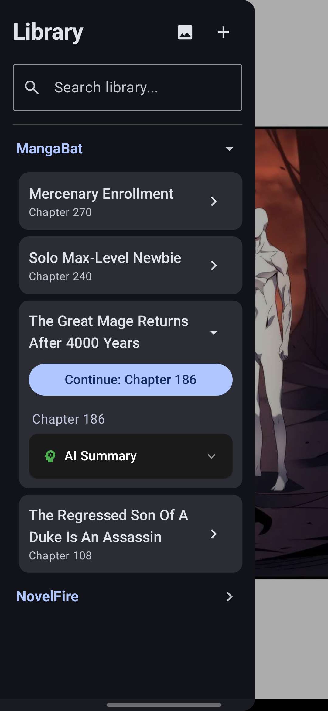 EasyReader manhwa reader screen from the EasyReader repository